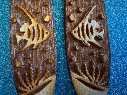 Angel Fish Earrings: Laser Cut Wood Sea Creature, Waves, Ocean, Seaweed, Diving, Tropical Dive, Hawaii, Aquatic, Best Gifts for Her/Him/Them
