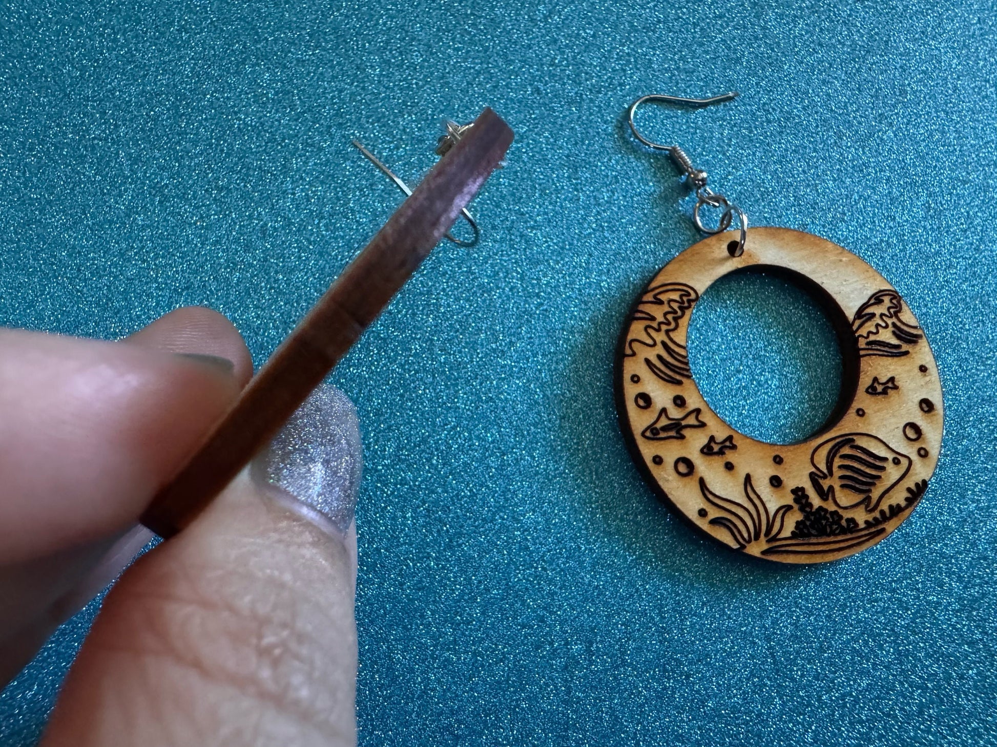 Angel Fish Earrings: Laser Cut Wood Sea Creature, Waves, Ocean, Seaweed, Diving, Tropical Dive, Hawaii, Aquatic, Best Gifts for Her/Him/Them