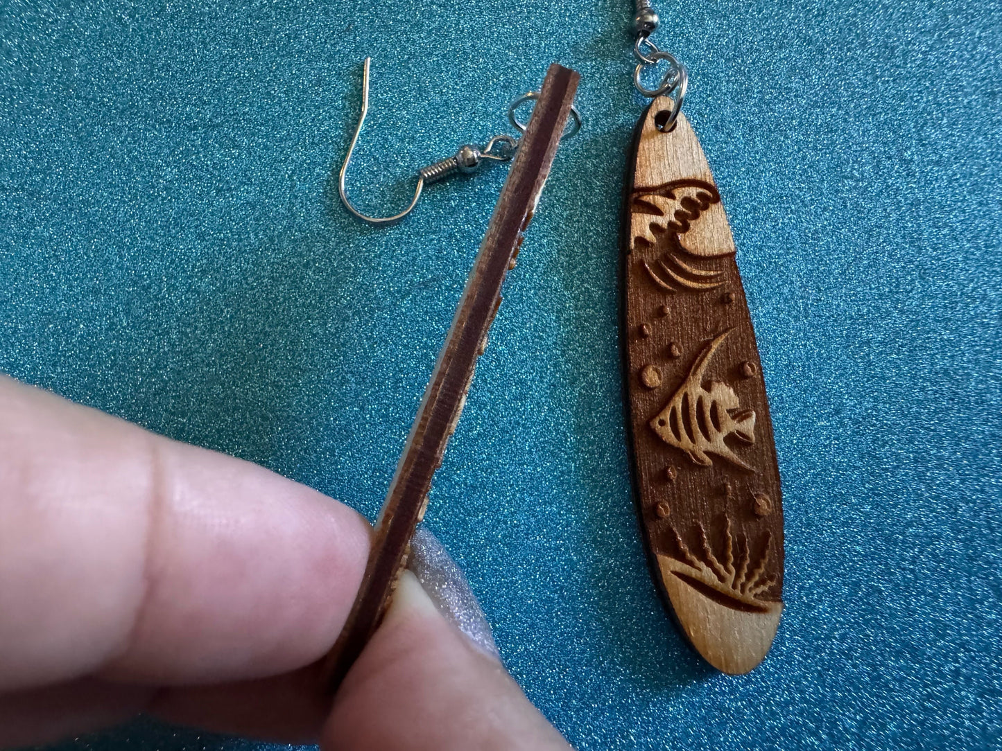 Angel Fish Earrings: Laser Cut Wood Sea Creature, Waves, Ocean, Seaweed, Diving, Tropical Dive, Hawaii, Aquatic, Best Gifts for Her/Him/Them