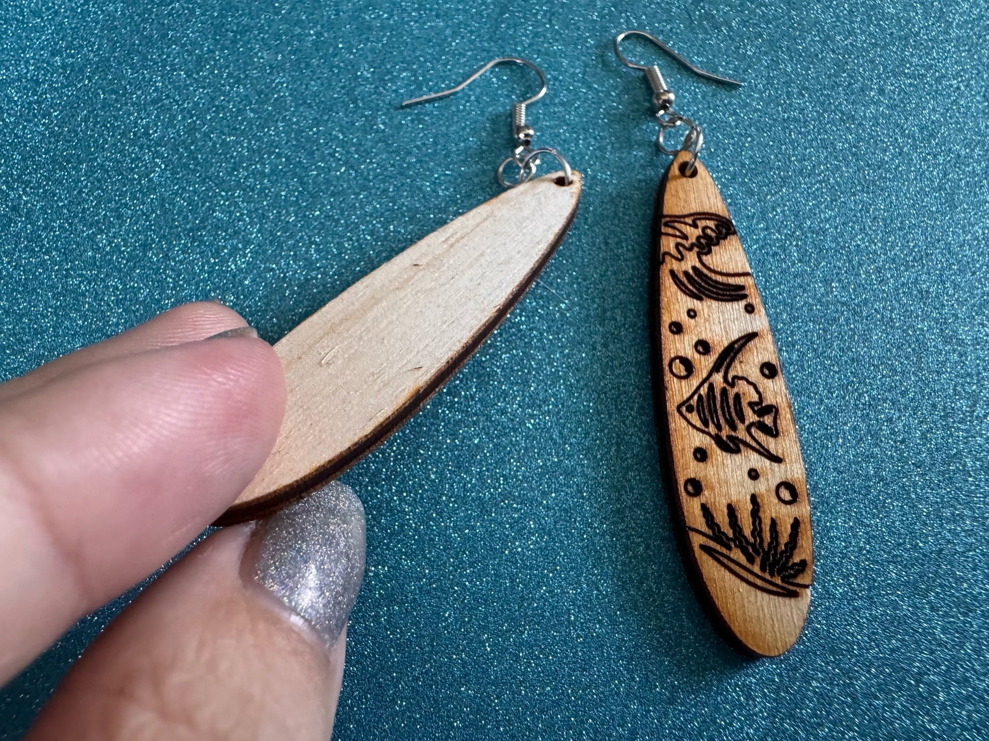 Angel Fish Earrings: Laser Cut Wood Sea Creature, Waves, Ocean, Seaweed, Diving, Tropical Dive, Hawaii, Aquatic, Best Gifts for Her/Him/Them