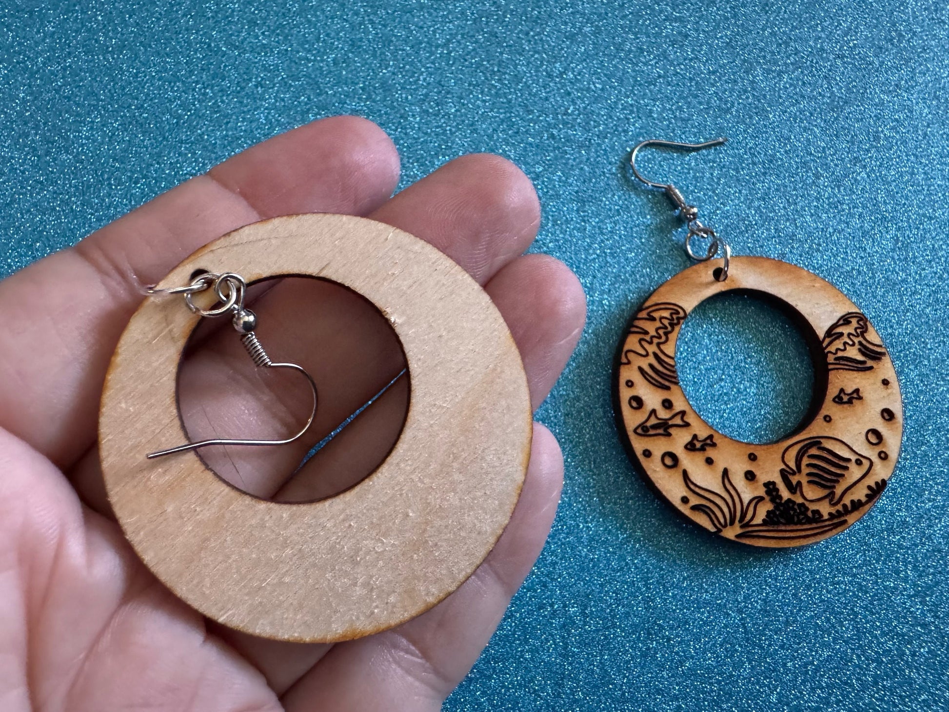 Angel Fish Earrings: Laser Cut Wood Sea Creature, Waves, Ocean, Seaweed, Diving, Tropical Dive, Hawaii, Aquatic, Best Gifts for Her/Him/Them