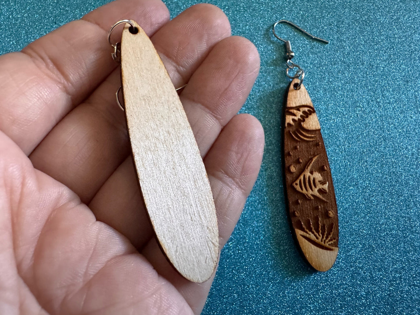 Angel Fish Earrings: Laser Cut Wood Sea Creature, Waves, Ocean, Seaweed, Diving, Tropical Dive, Hawaii, Aquatic, Best Gifts for Her/Him/Them