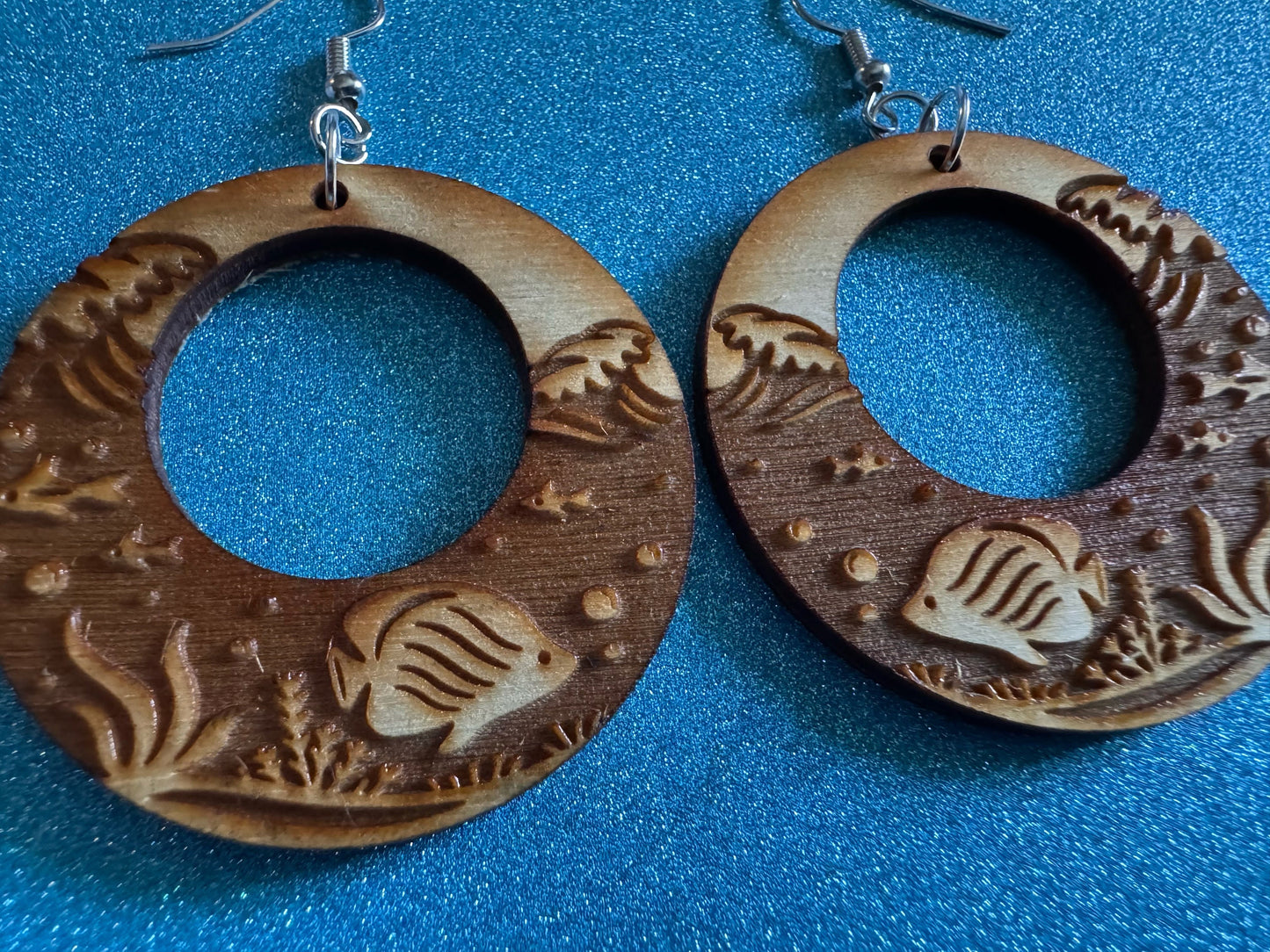 Angel Fish Earrings: Laser Cut Wood Sea Creature, Waves, Ocean, Seaweed, Diving, Tropical Dive, Hawaii, Aquatic, Best Gifts for Her/Him/Them