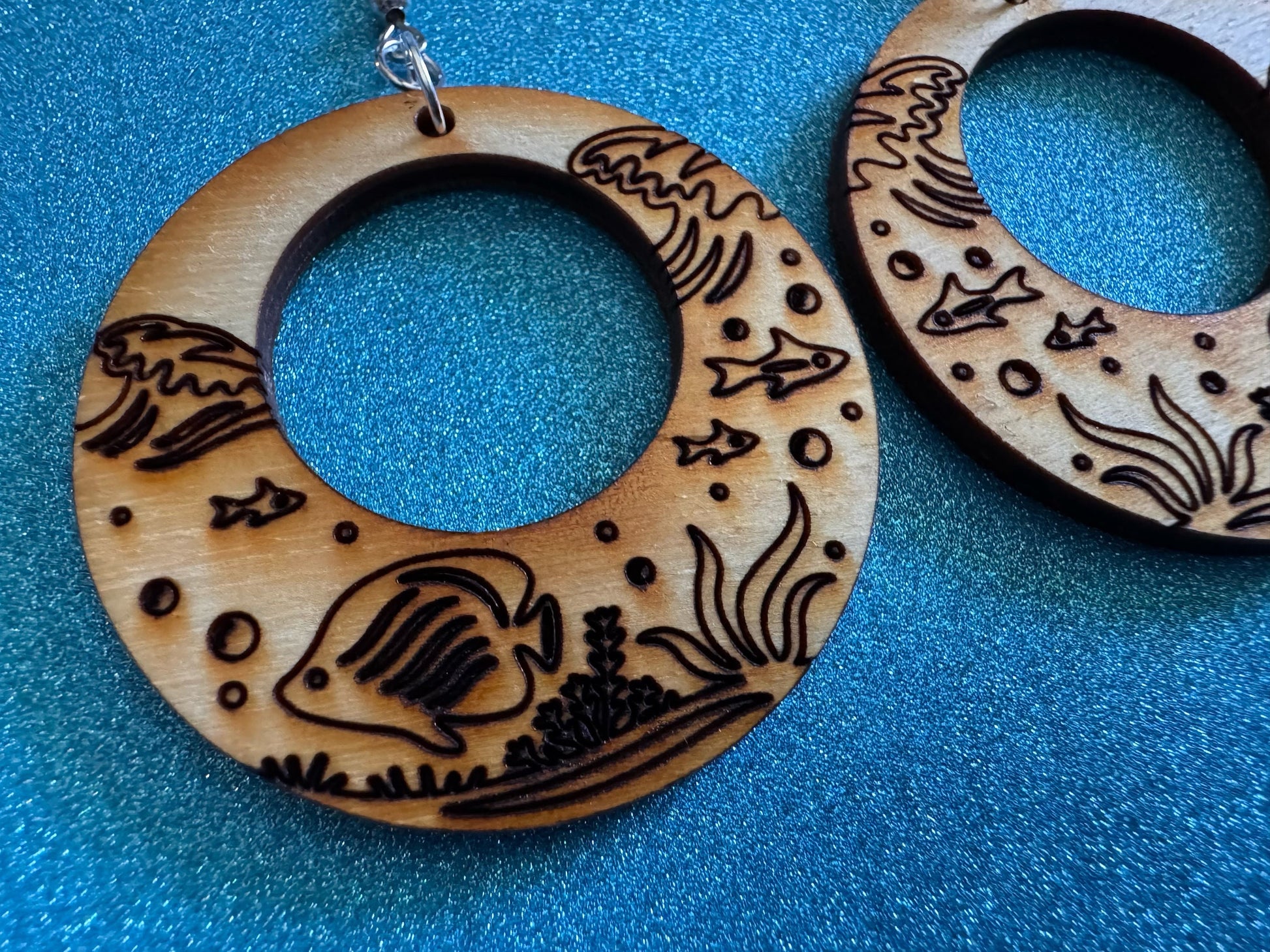 Angel Fish Earrings: Laser Cut Wood Sea Creature, Waves, Ocean, Seaweed, Diving, Tropical Dive, Hawaii, Aquatic, Best Gifts for Her/Him/Them