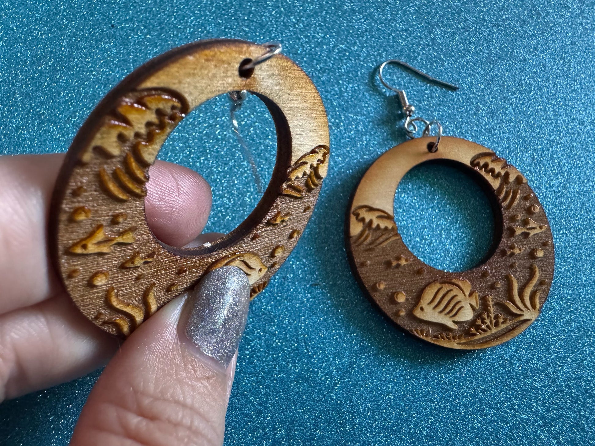 Angel Fish Earrings: Laser Cut Wood Sea Creature, Waves, Ocean, Seaweed, Diving, Tropical Dive, Hawaii, Aquatic, Best Gifts for Her/Him/Them