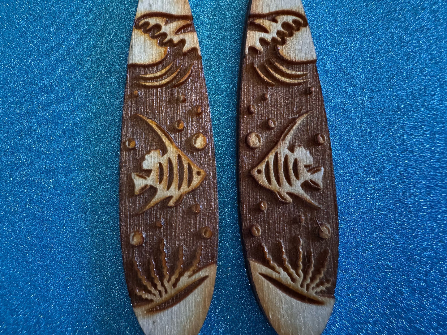 Angel Fish Earrings: Laser Cut Wood Sea Creature, Waves, Ocean, Seaweed, Diving, Tropical Dive, Hawaii, Aquatic, Best Gifts for Her/Him/Them