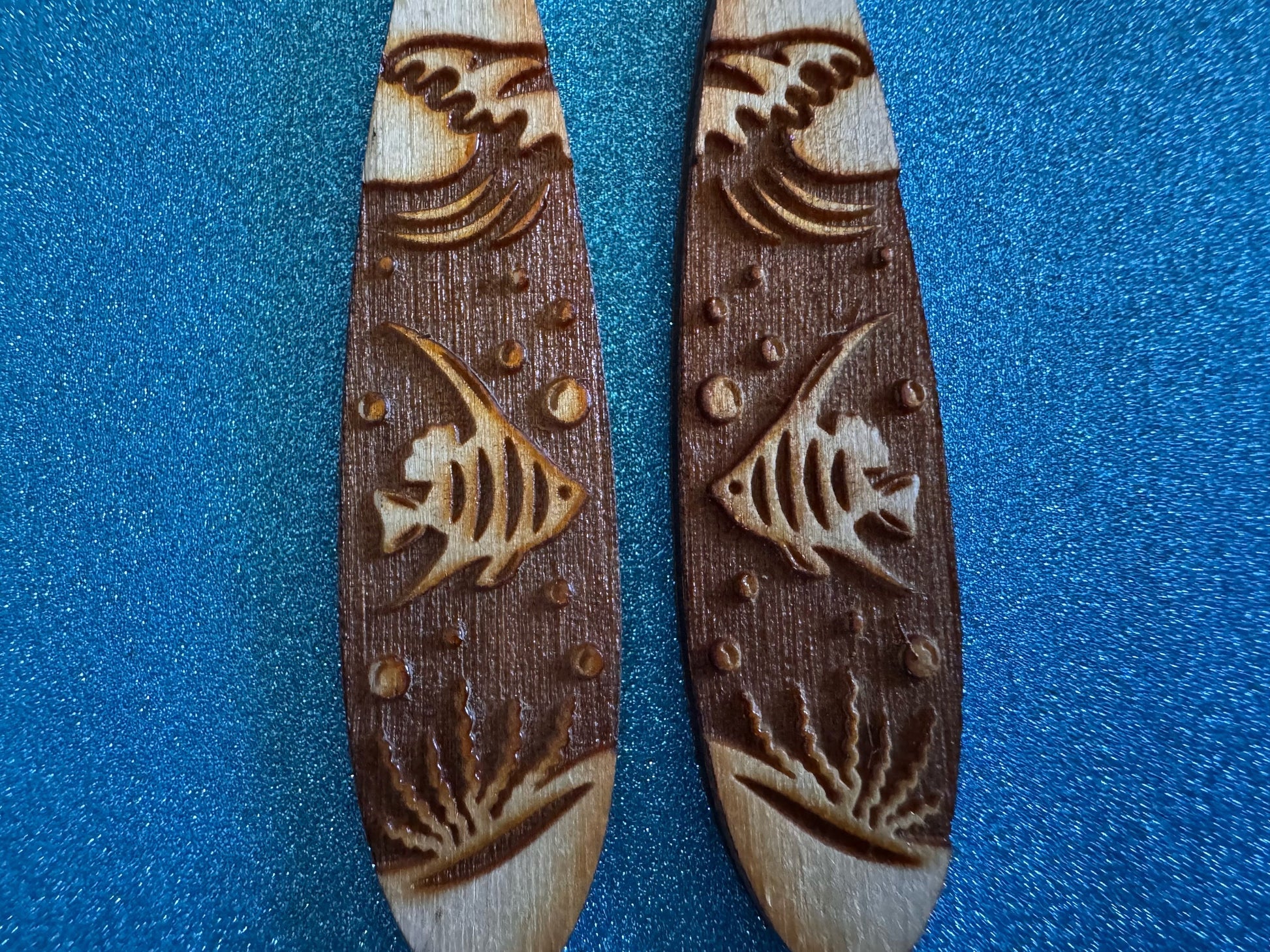 Angel Fish Earrings: Laser Cut Wood Sea Creature, Waves, Ocean, Seaweed, Diving, Tropical Dive, Hawaii, Aquatic, Best Gifts for Her/Him/Them