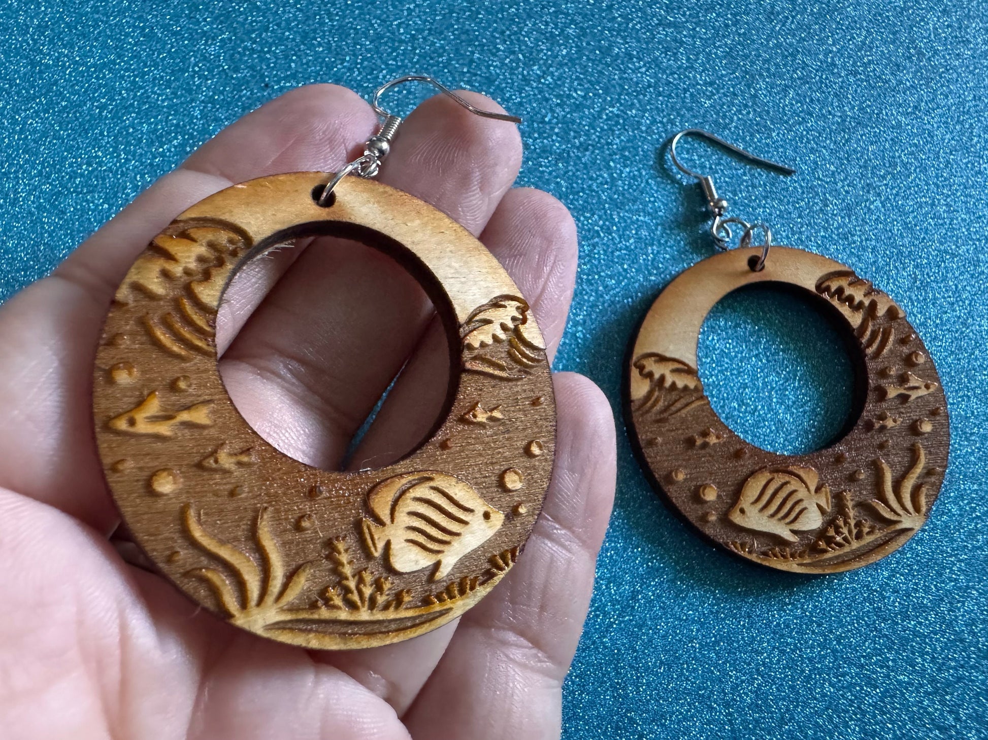 Angel Fish Earrings: Laser Cut Wood Sea Creature, Waves, Ocean, Seaweed, Diving, Tropical Dive, Hawaii, Aquatic, Best Gifts for Her/Him/Them