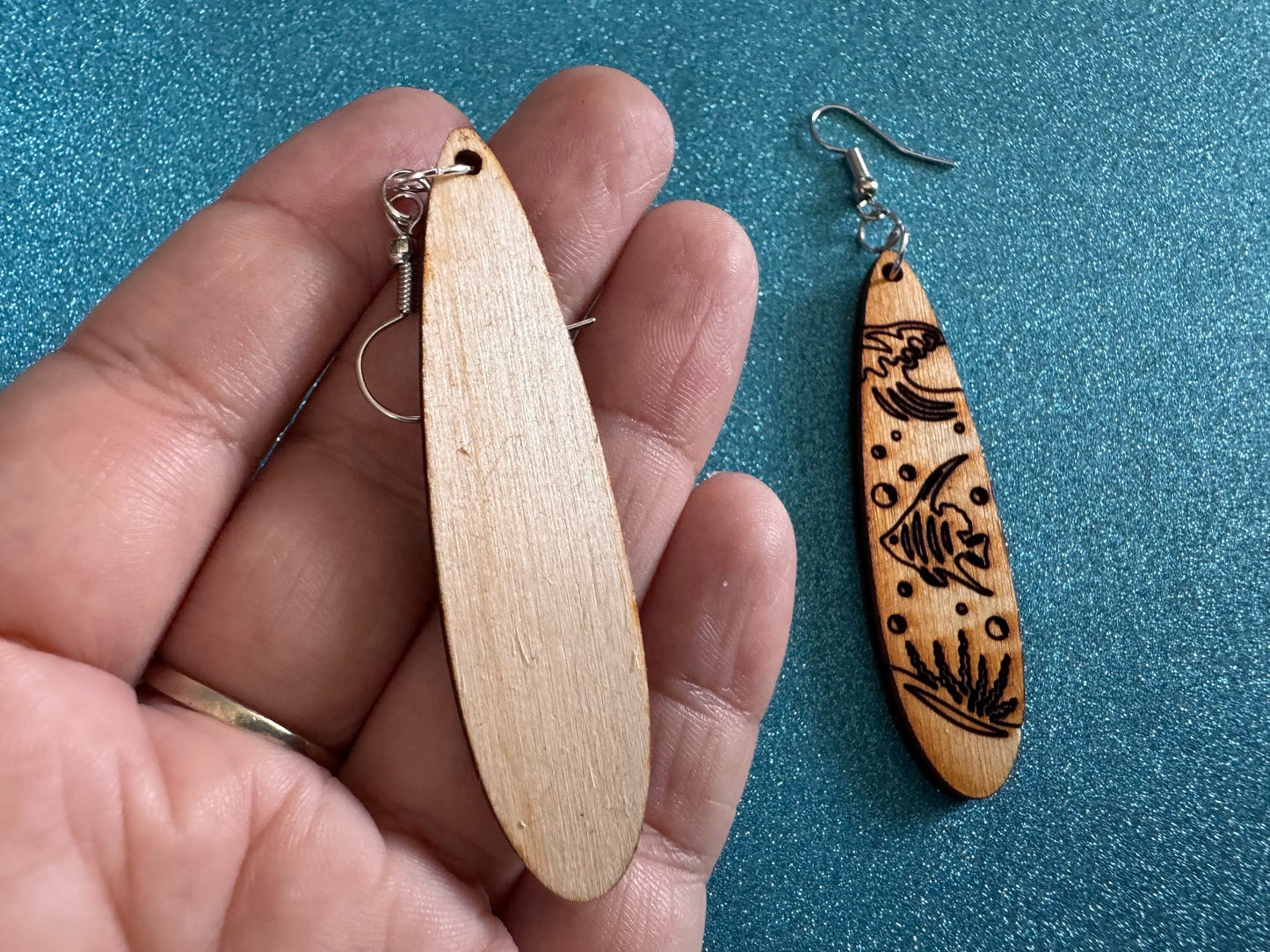 Angel Fish Earrings: Laser Cut Wood Sea Creature, Waves, Ocean, Seaweed, Diving, Tropical Dive, Hawaii, Aquatic, Best Gifts for Her/Him/Them