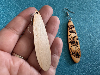 Angel Fish Earrings: Laser Cut Wood Sea Creature, Waves, Ocean, Seaweed, Diving, Tropical Dive, Hawaii, Aquatic, Best Gifts for Her/Him/Them