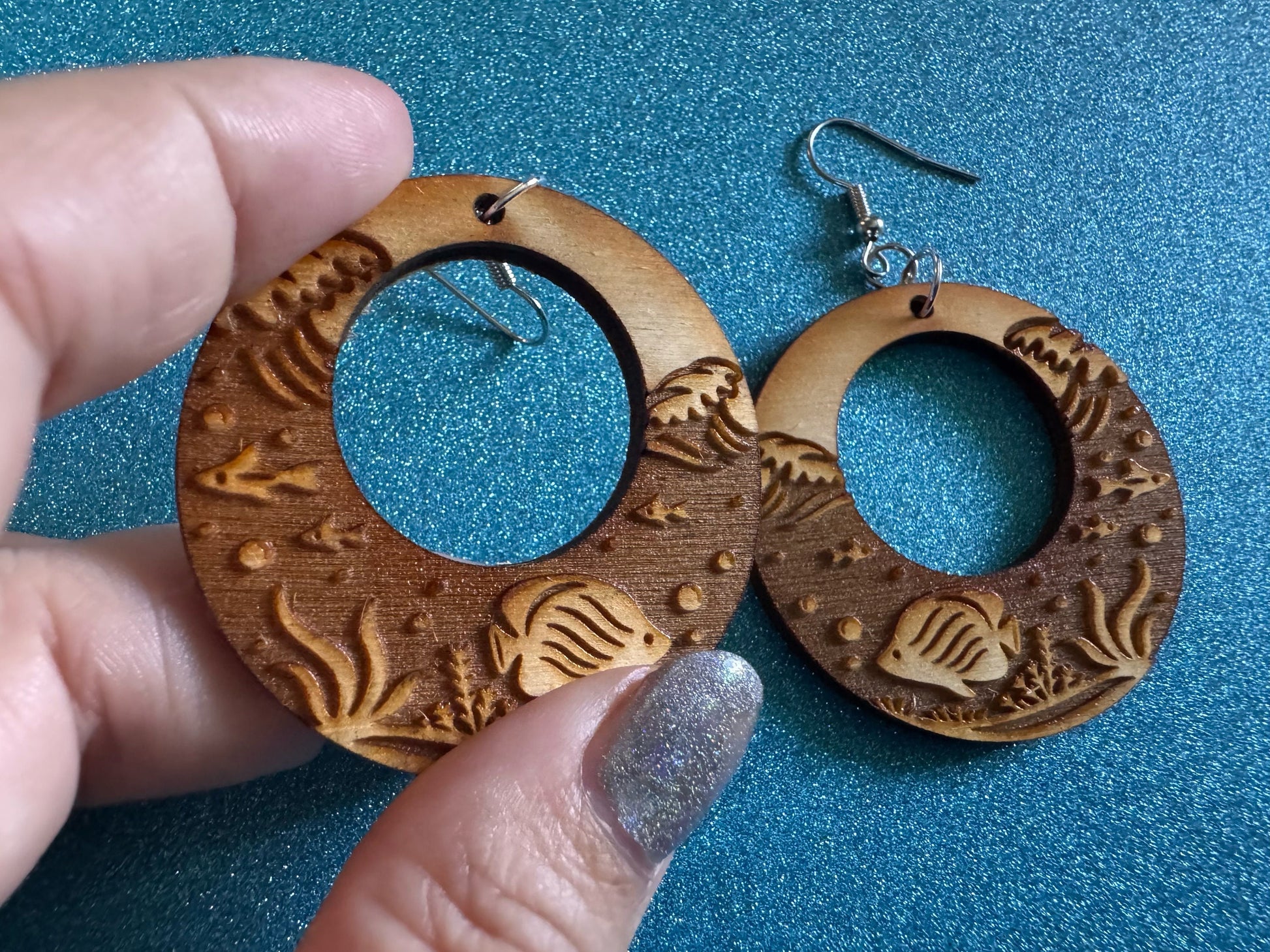 Angel Fish Earrings: Laser Cut Wood Sea Creature, Waves, Ocean, Seaweed, Diving, Tropical Dive, Hawaii, Aquatic, Best Gifts for Her/Him/Them