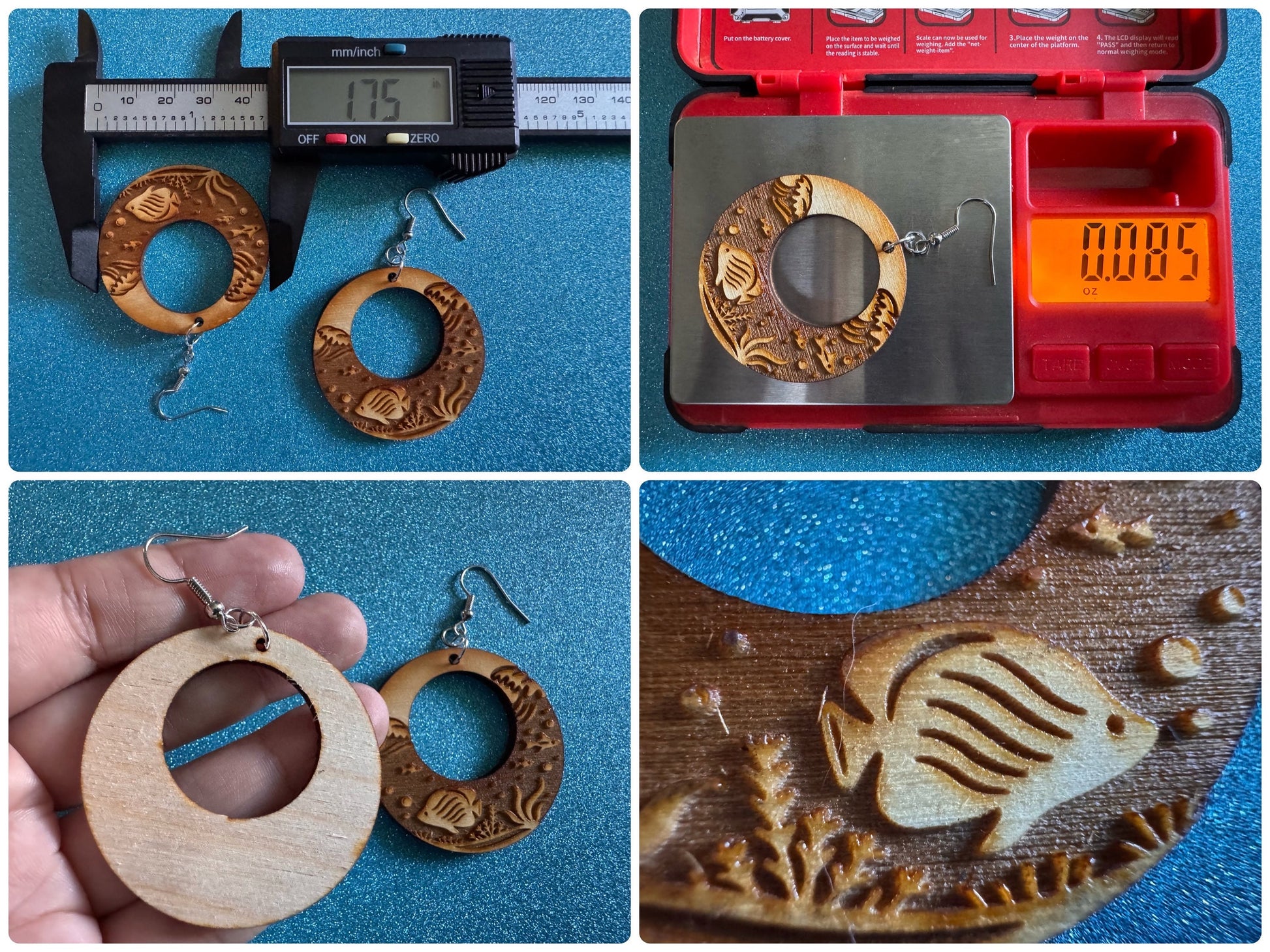 Angel Fish Earrings: Laser Cut Wood Sea Creature, Waves, Ocean, Seaweed, Diving, Tropical Dive, Hawaii, Aquatic, Best Gifts for Her/Him/Them