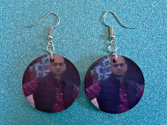Angry Man with Hands on Hips Meme Earrings: Wooden Sublimated Meme Earrings, Angry Meme, Novelty, Pop Culture, Best Gifts for Her/Him/Them