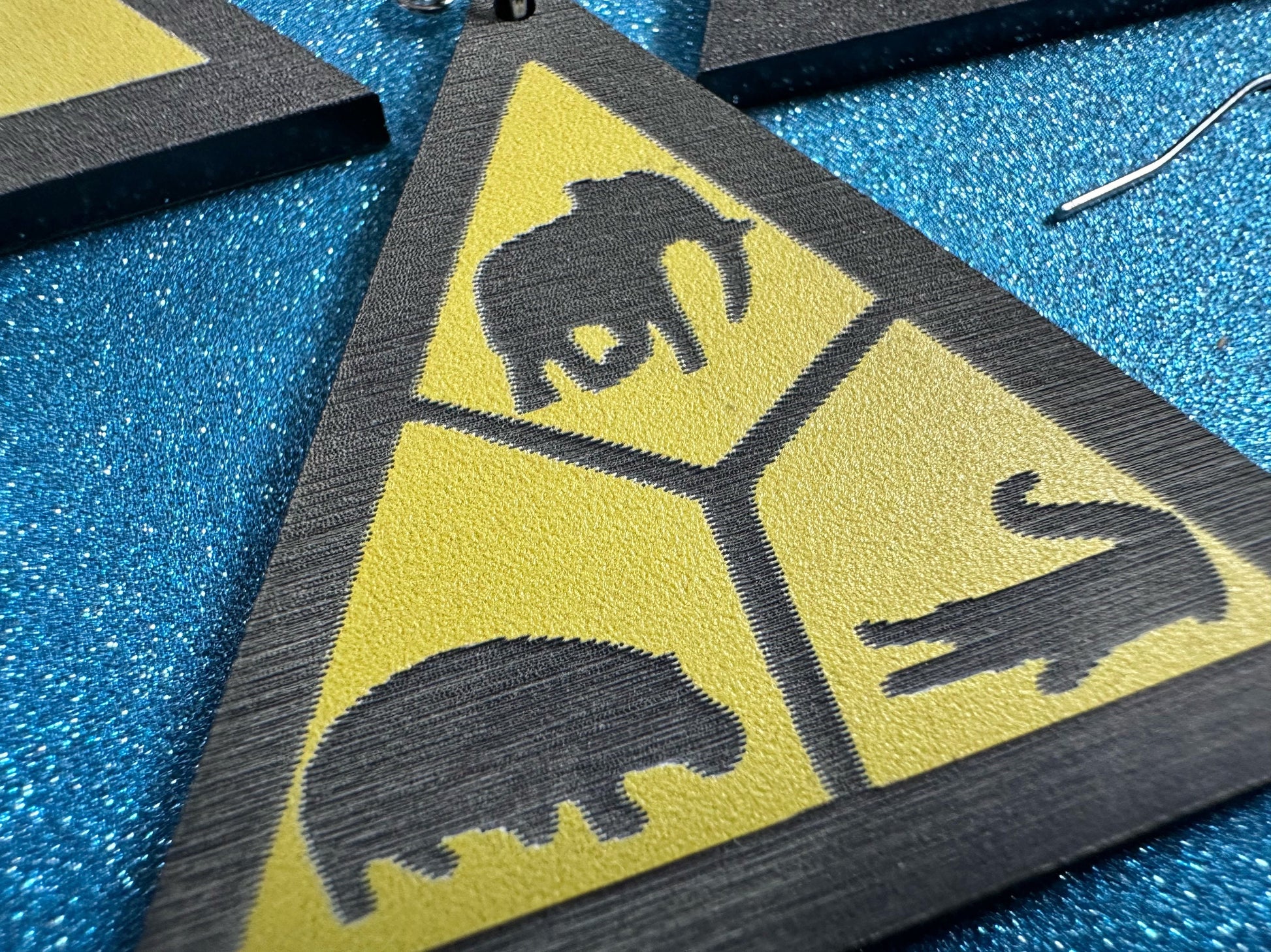Animal Warning Sign Earrings: Laser Cut Acrylic Signs, Black & Yellow, Driving, Animal, Road Sign, Directions, Best Gifts for Her/Him/Them