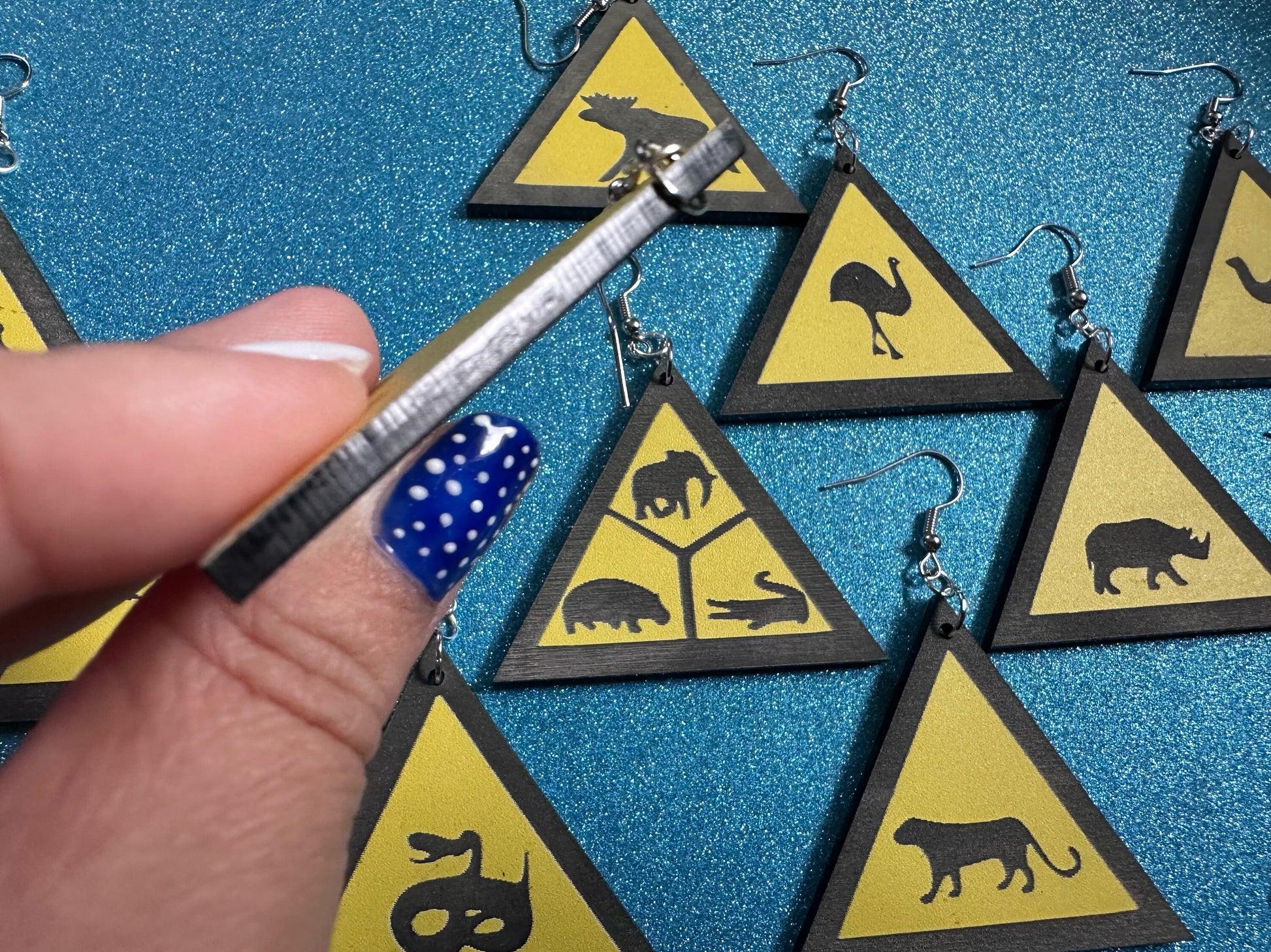 Animal Warning Sign Earrings: Laser Cut Acrylic Signs, Black & Yellow, Driving, Animal, Road Sign, Directions, Best Gifts for Her/Him/Them