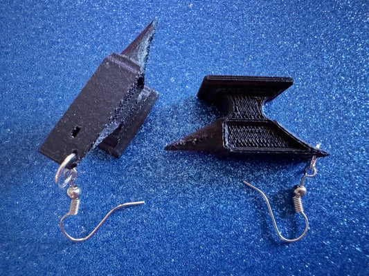 Anvil Earrings: 3D-Printed Anvils, Construction Work, Old Fashioned Cartoons, Nostalgia, Nostalgic, Gag Gift, Best Gifts for Her/Him/Them