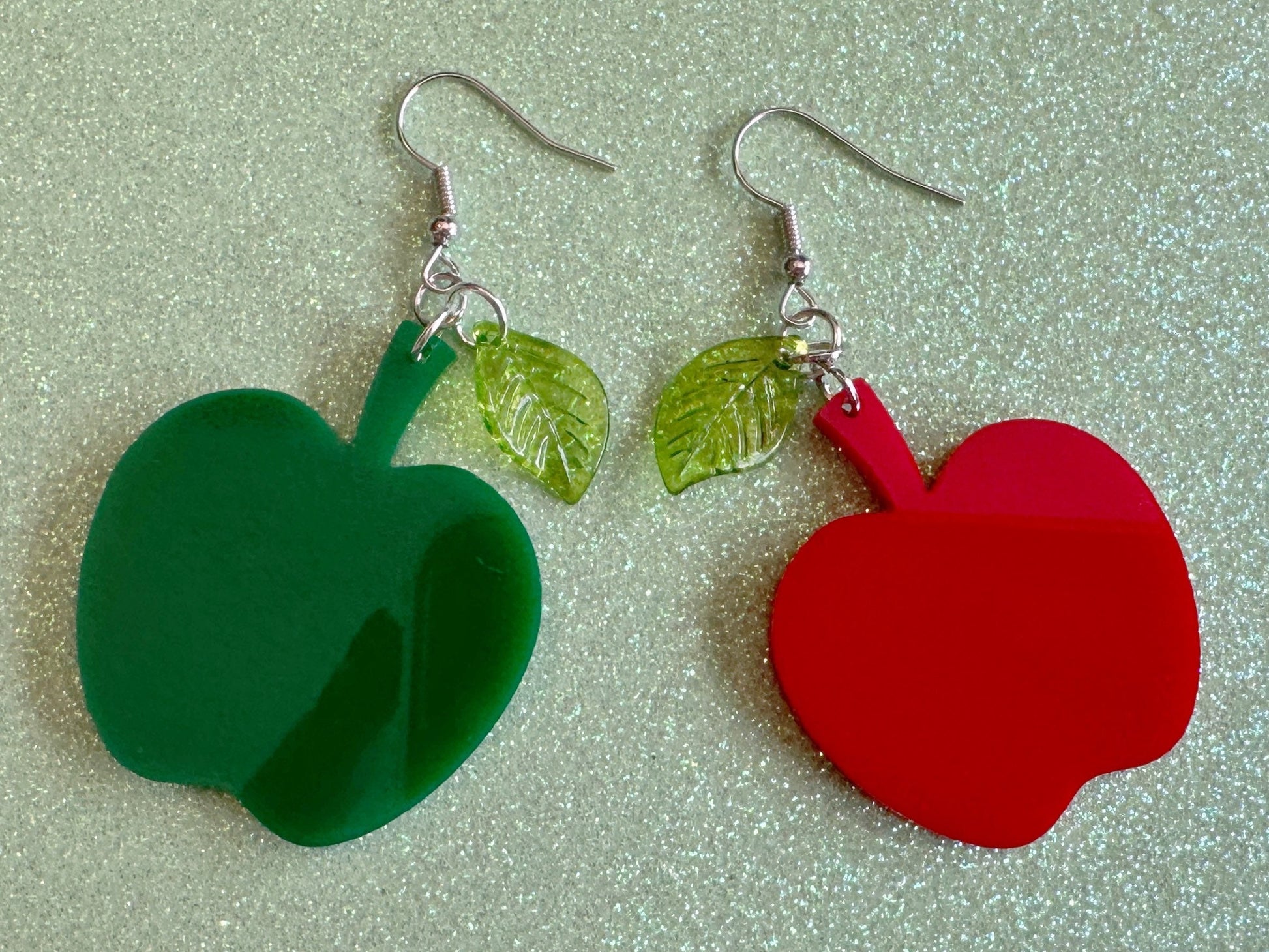 Apple Earrings: Laser Cut Acrylic Apples, Fruit, Fall, Food Earrings, Teacher Gift, Red Apples, Green Apples, Best Gifts for Her/Him/Them