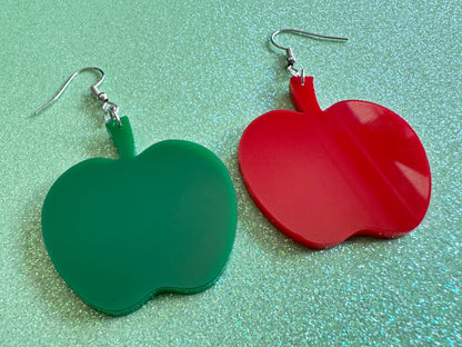 Apple Earrings: Laser Cut Acrylic Apples, Fruit, Fall, Food Earrings, Teacher Gift, Red Apples, Green Apples, Best Gifts for Her/Him/Them