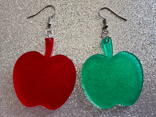 Apple Earrings: Laser Cut Acrylic Apples, Fruit, Fall, Food Earrings, Teacher Gift, Red Apples, Green Apples, Best Gifts for Her/Him/Them