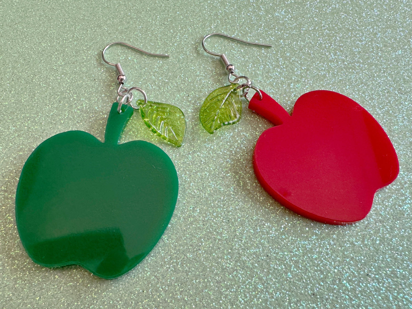 Apple Earrings: Laser Cut Acrylic Apples, Fruit, Fall, Food Earrings, Teacher Gift, Red Apples, Green Apples, Best Gifts for Her/Him/Them