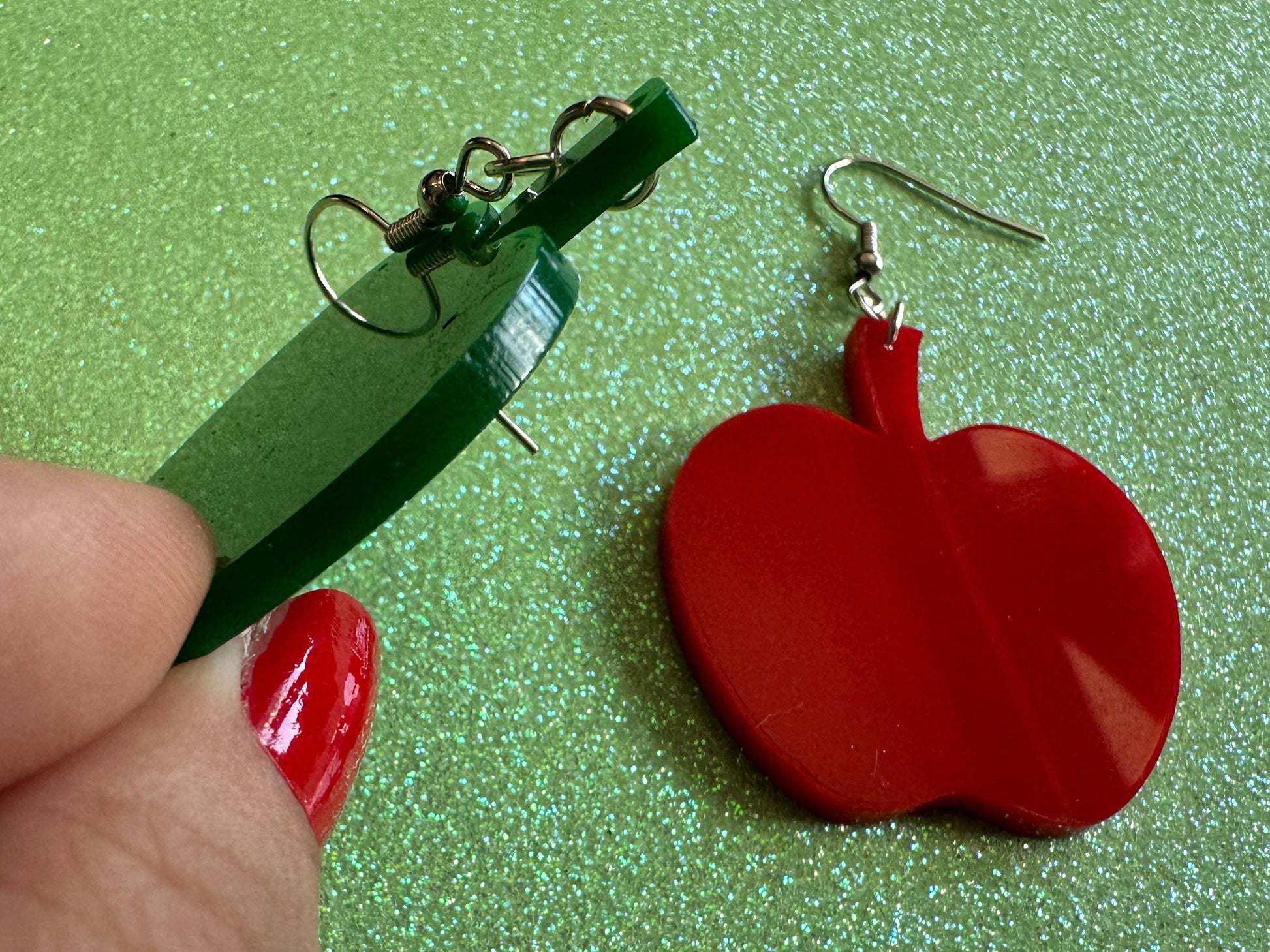 Apple Earrings: Laser Cut Acrylic Apples, Fruit, Fall, Food Earrings, Teacher Gift, Red Apples, Green Apples, Best Gifts for Her/Him/Them