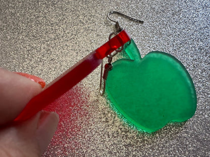 Apple Earrings: Laser Cut Acrylic Apples, Fruit, Fall, Food Earrings, Teacher Gift, Red Apples, Green Apples, Best Gifts for Her/Him/Them