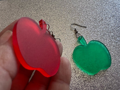 Apple Earrings: Laser Cut Acrylic Apples, Fruit, Fall, Food Earrings, Teacher Gift, Red Apples, Green Apples, Best Gifts for Her/Him/Them
