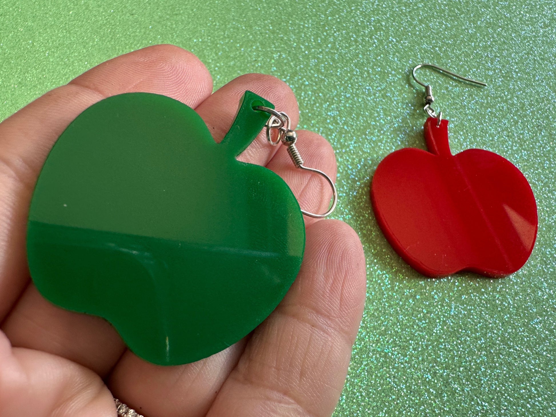 Apple Earrings: Laser Cut Acrylic Apples, Fruit, Fall, Food Earrings, Teacher Gift, Red Apples, Green Apples, Best Gifts for Her/Him/Them