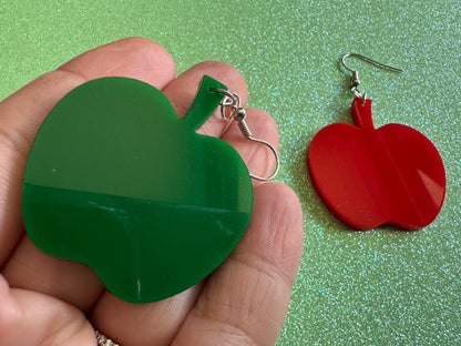 Apple Earrings: Laser Cut Acrylic Apples, Fruit, Fall, Food Earrings, Teacher Gift, Red Apples, Green Apples, Best Gifts for Her/Him/Them