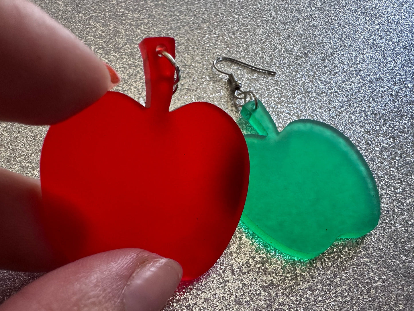 Apple Earrings: Laser Cut Acrylic Apples, Fruit, Fall, Food Earrings, Teacher Gift, Red Apples, Green Apples, Best Gifts for Her/Him/Them
