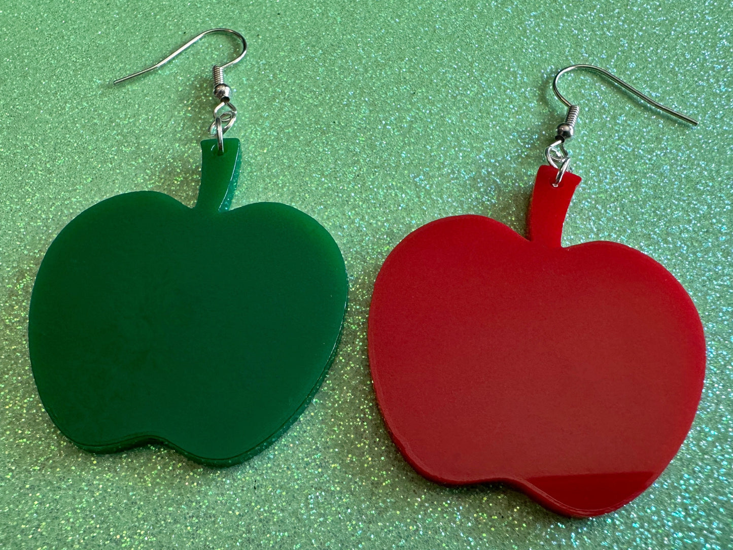 Apple Earrings: Laser Cut Acrylic Apples, Fruit, Fall, Food Earrings, Teacher Gift, Red Apples, Green Apples, Best Gifts for Her/Him/Them