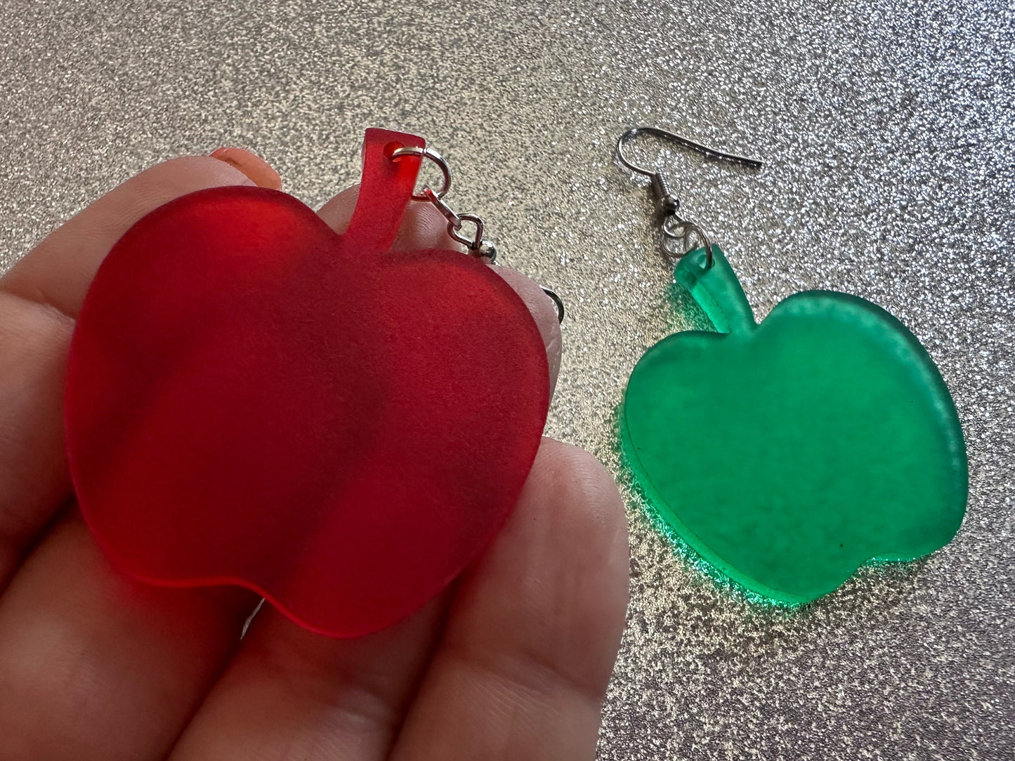 Apple Earrings: Laser Cut Acrylic Apples, Fruit, Fall, Food Earrings, Teacher Gift, Red Apples, Green Apples, Best Gifts for Her/Him/Them