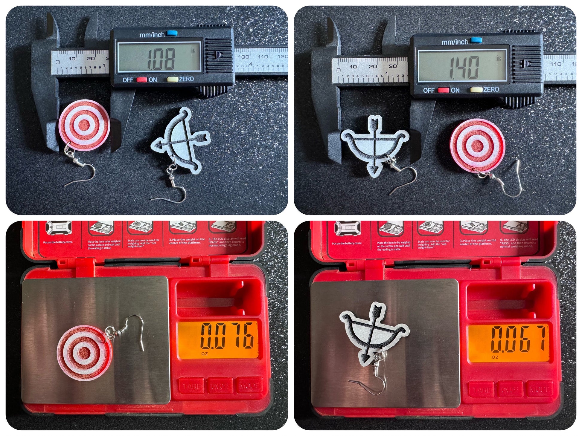 Archery Earrings: Laser Cut Acrylic Bow and Arrow, Bullseye, Play, Fun, Sports, Hobby, Shoot, Bull's Eye, Best Gifts for Her/Him/Them
