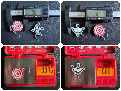 Archery Earrings: Laser Cut Acrylic Bow and Arrow, Bullseye, Play, Fun, Sports, Hobby, Shoot, Bull's Eye, Best Gifts for Her/Him/Them