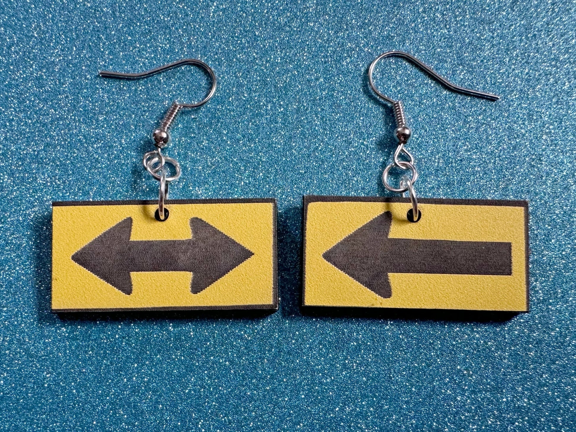 Arrow Sign Earrings: Laser Cut Acrylic Signs, Black and Arrow Signs, Arrows, Driving, Road Sign, Directions, Best Gifts for Her/Him/Them