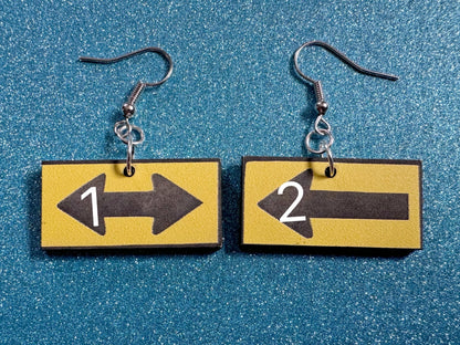 Arrow Sign Earrings: Laser Cut Acrylic Signs, Black and Arrow Signs, Arrows, Driving, Road Sign, Directions, Best Gifts for Her/Him/Them