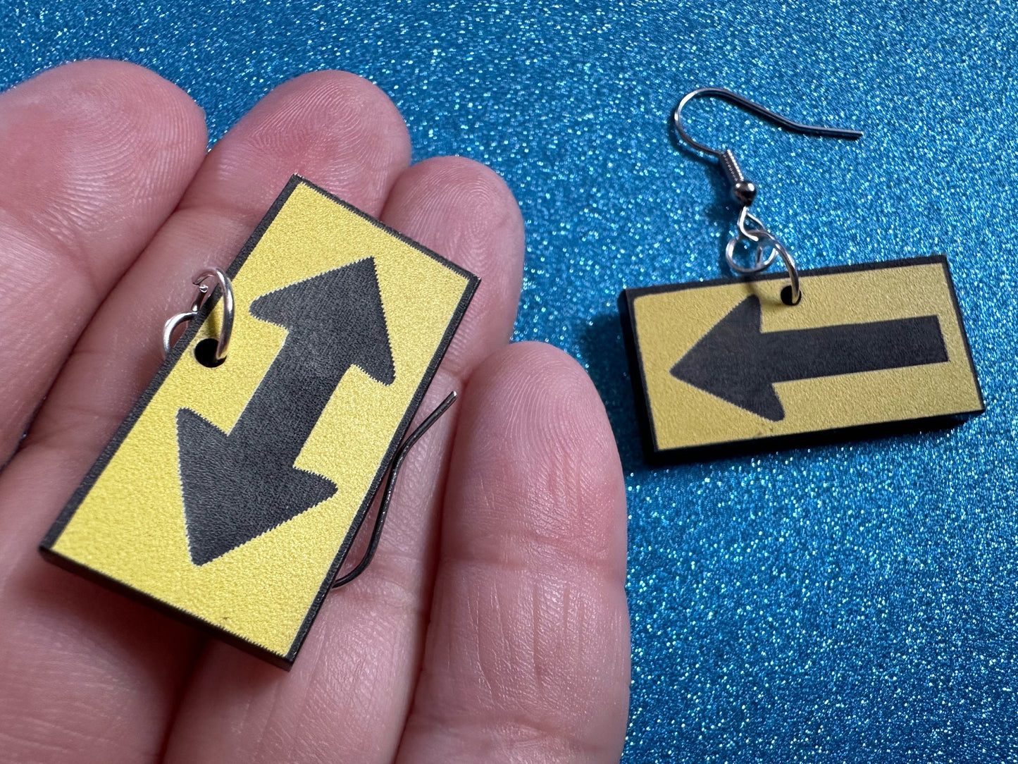 Arrow Sign Earrings: Laser Cut Acrylic Signs, Black and Arrow Signs, Arrows, Driving, Road Sign, Directions, Best Gifts for Her/Him/Them