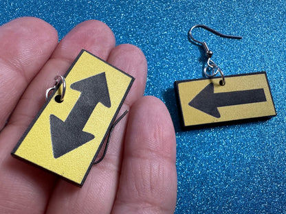 Arrow Sign Earrings: Laser Cut Acrylic Signs, Black and Arrow Signs, Arrows, Driving, Road Sign, Directions, Best Gifts for Her/Him/Them