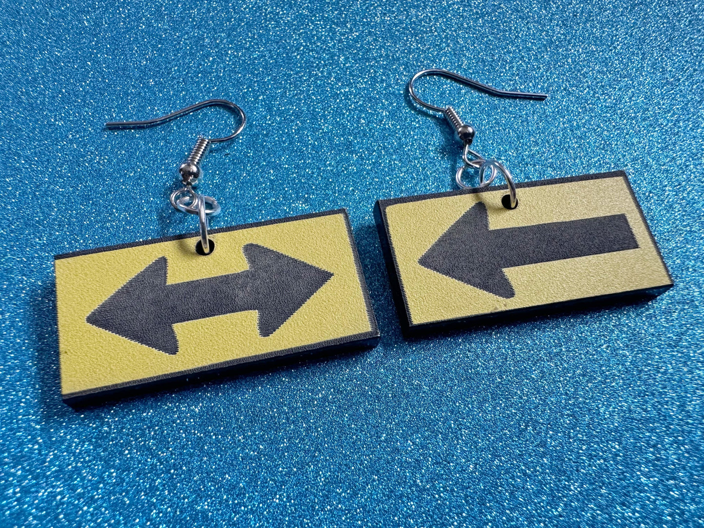 Arrow Sign Earrings: Laser Cut Acrylic Signs, Black and Arrow Signs, Arrows, Driving, Road Sign, Directions, Best Gifts for Her/Him/Them