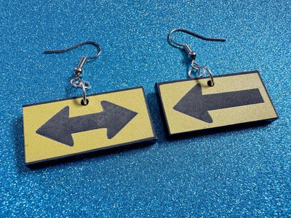 Arrow Sign Earrings: Laser Cut Acrylic Signs, Black and Arrow Signs, Arrows, Driving, Road Sign, Directions, Best Gifts for Her/Him/Them