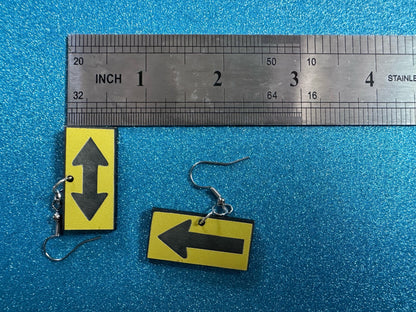 Arrow Sign Earrings: Laser Cut Acrylic Signs, Black and Arrow Signs, Arrows, Driving, Road Sign, Directions, Best Gifts for Her/Him/Them