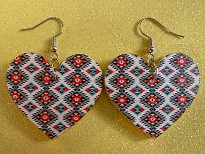 Aztec Design Earrings: Laser Cut Acrylic Earrings, Travel, Pattern, Culture, Cultural, Colorful, Design, Unique, Best Gifts for Her/Him/Them