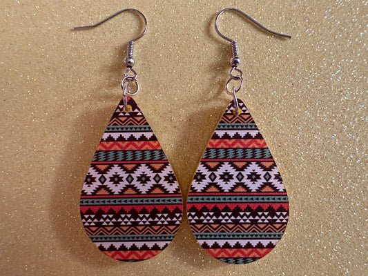 Aztec Design Earrings: Laser Cut Acrylic Earrings, Travel, Pattern, Culture, Cultural, Colorful, Design, Unique, Best Gifts for Her/Him/Them