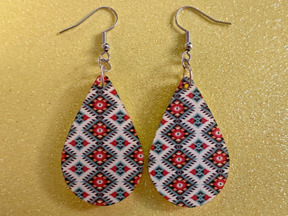 Aztec Design Earrings: Laser Cut Acrylic Earrings, Travel, Pattern, Culture, Cultural, Colorful, Design, Unique, Best Gifts for Her/Him/Them