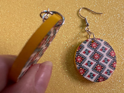 Aztec Design Earrings: Laser Cut Acrylic Earrings, Travel, Pattern, Culture, Cultural, Colorful, Design, Unique, Best Gifts for Her/Him/Them