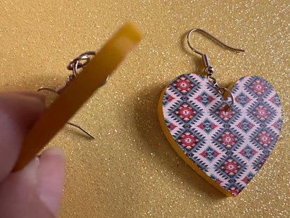 Aztec Design Earrings: Laser Cut Acrylic Earrings, Travel, Pattern, Culture, Cultural, Colorful, Design, Unique, Best Gifts for Her/Him/Them