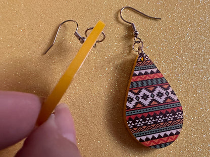 Aztec Design Earrings: Laser Cut Acrylic Earrings, Travel, Pattern, Culture, Cultural, Colorful, Design, Unique, Best Gifts for Her/Him/Them