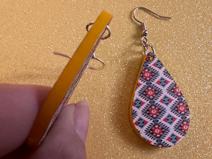 Aztec Design Earrings: Laser Cut Acrylic Earrings, Travel, Pattern, Culture, Cultural, Colorful, Design, Unique, Best Gifts for Her/Him/Them