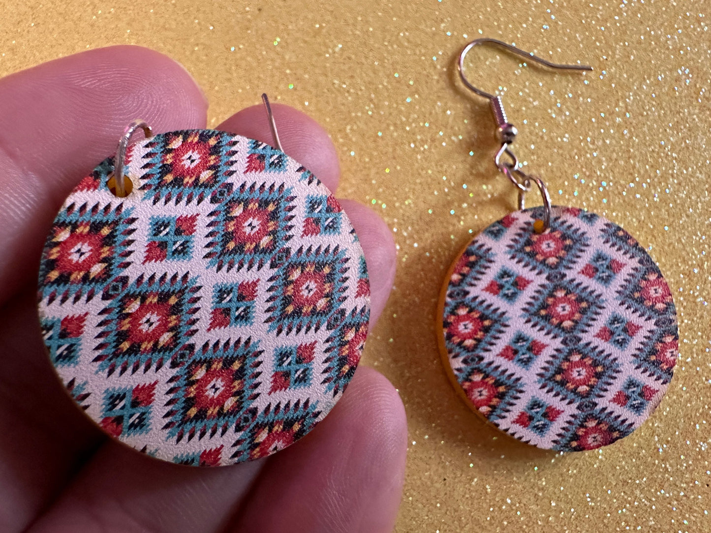 Aztec Design Earrings: Laser Cut Acrylic Earrings, Travel, Pattern, Culture, Cultural, Colorful, Design, Unique, Best Gifts for Her/Him/Them