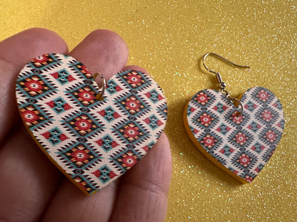 Aztec Design Earrings: Laser Cut Acrylic Earrings, Travel, Pattern, Culture, Cultural, Colorful, Design, Unique, Best Gifts for Her/Him/Them